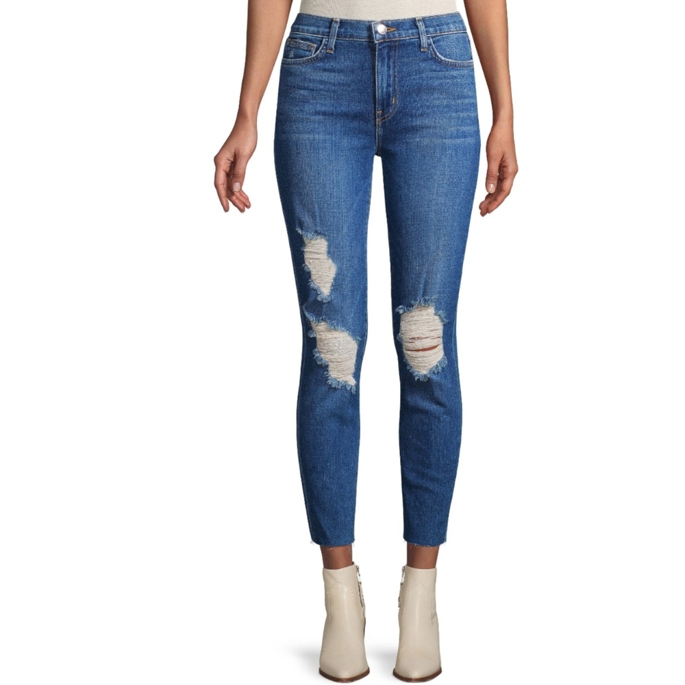 L'Agence distressed cropped jeans